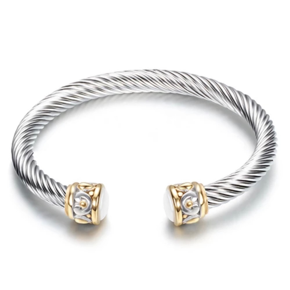 NWOT Titanium Steel Cable Cuff Bracelet